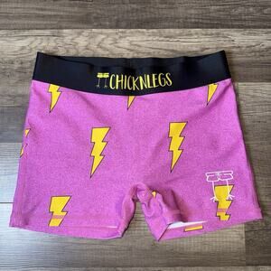 ChicknLegs Women’s Small 4” Pink Lightening Bolt Lined Running Shorts